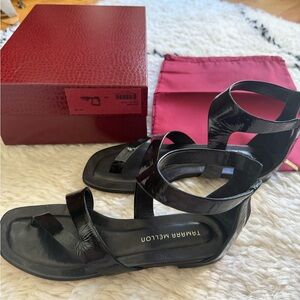 Tamara Mellon Glossy Black Sandals